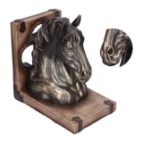 Multifunctional Horse Head Sculpture Resin Horse Bookends for Home Office Living RoomBS20900 Bronze Horse