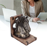 Multifunctional Horse Head Sculpture Resin Horse Bookends for Home Office Living RoomBS20900 Bronze Horse - Extra Image