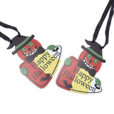 2PCS Halloween Wooden Pendants Hanging Wooden Plaque Board Sign Decor for Home Office School Decor