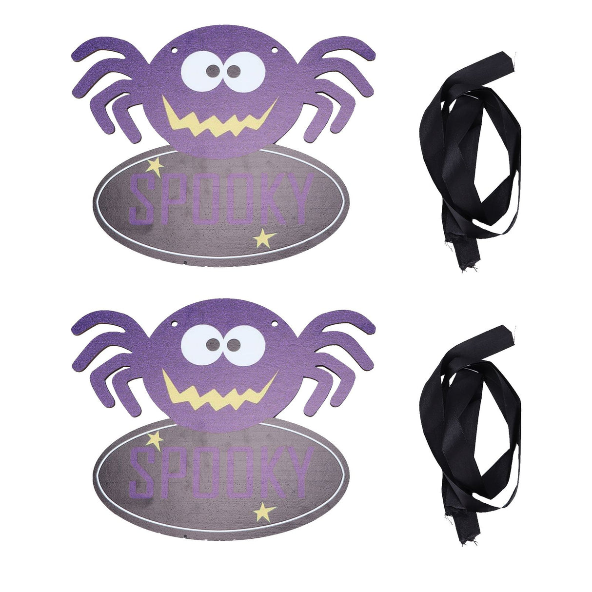 2 PCS Halloween Wooden Pendant Country Style Spider Party Pendant Scene Decoration