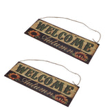 2pcs Halloween Sunflower Wooden Welcome Sign Fall Autumn Decorative Wall Board Hanging Ornaments for Indoor Outdoor Decor - 45-Degree Angle