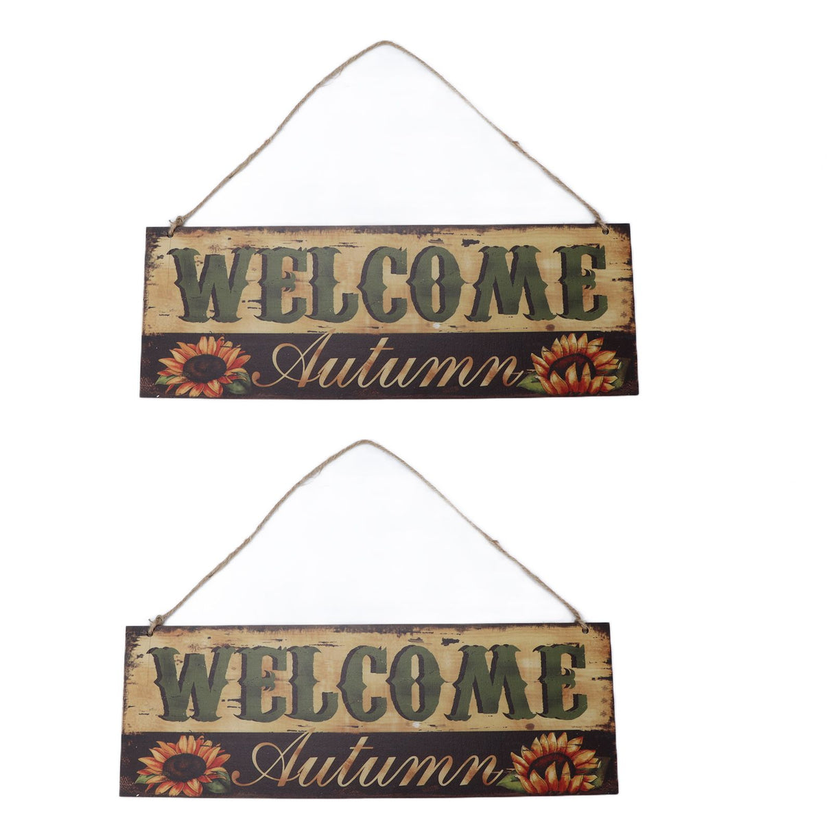 2pcs Halloween Sunflower Wooden Welcome Sign Fall Autumn Decorative Wall Board Hanging Ornaments for Indoor Outdoor Decor