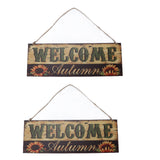 2pcs Halloween Sunflower Wooden Welcome Sign Fall Autumn Decorative Wall Board Hanging Ornaments for Indoor Outdoor Decor