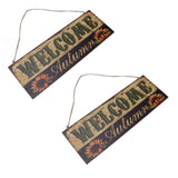 2pcs Halloween Sunflower Wooden Welcome Sign Fall Autumn Decorative Wall Board Hanging Ornaments for Indoor Outdoor Decor - Close-Up Angle