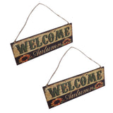 2pcs Halloween Sunflower Wooden Welcome Sign Fall Autumn Decorative Wall Board Hanging Ornaments for Indoor Outdoor Decor