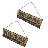 2pcs Halloween Sunflower Wooden Welcome Sign Fall Autumn Decorative Wall Board Hanging Ornaments for Indoor Outdoor Decor - Extra Image