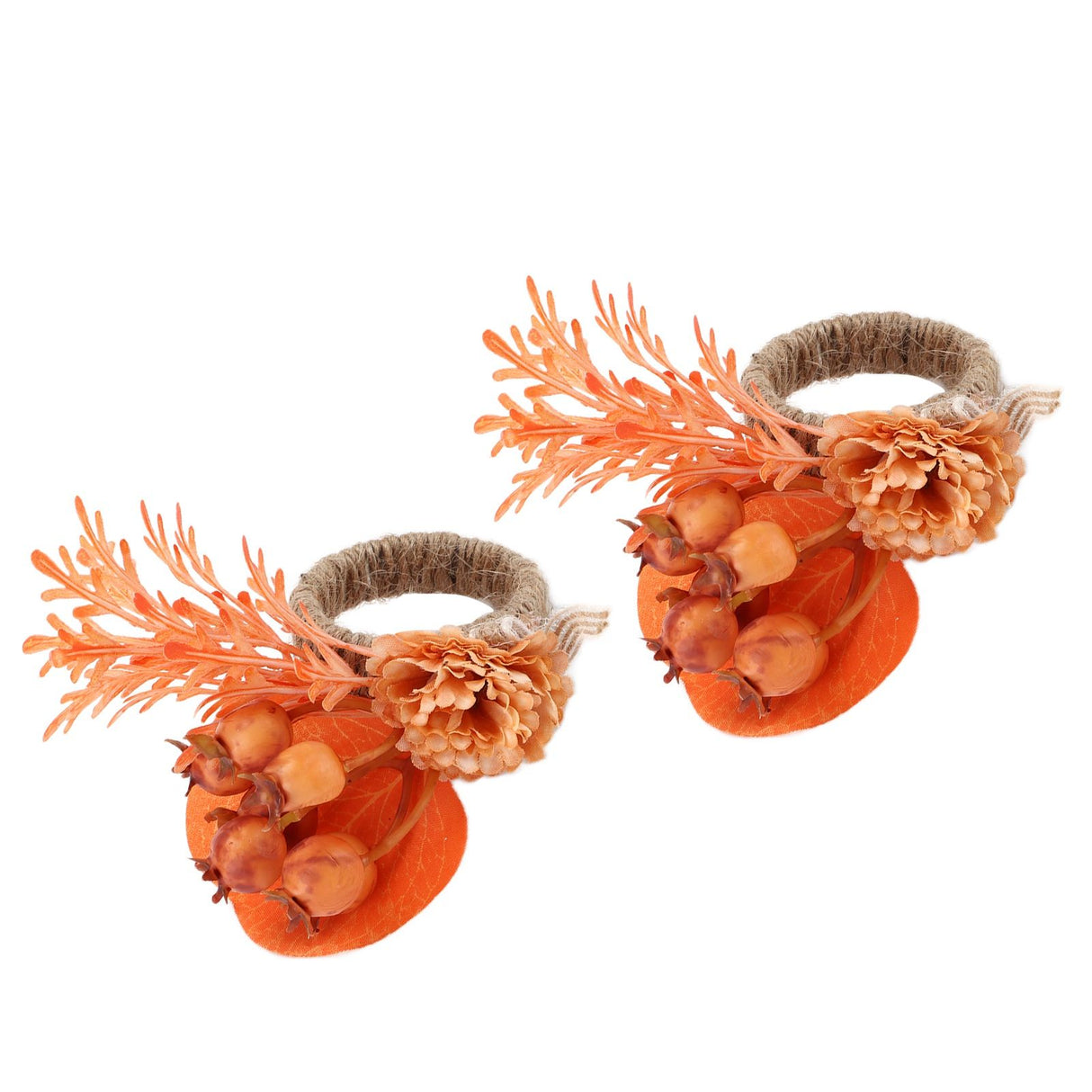 2Pcs Innovative Napkin Ring Decorative Simulation Flower Napkin Holder for Wedding BirthdayLeaves Flowers
