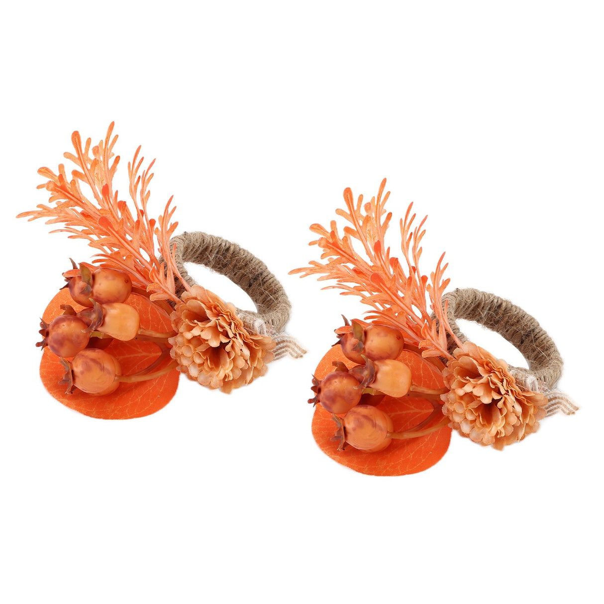 2Pcs Innovative Napkin Ring Decorative Simulation Flower Napkin Holder for Wedding BirthdayLeaves Flowers