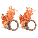 2Pcs Innovative Napkin Ring Decorative Simulation Flower Napkin Holder for Wedding BirthdayLeaves Flowers
