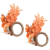 2Pcs Innovative Napkin Ring Decorative Simulation Flower Napkin Holder for Wedding BirthdayLeaves Flowers - Close-Up Angle