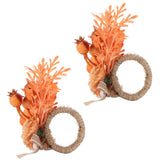 2Pcs Innovative Napkin Ring Decorative Simulation Flower Napkin Holder for Wedding BirthdayLeaves Flowers