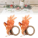 2Pcs Innovative Napkin Ring Decorative Simulation Flower Napkin Holder for Wedding BirthdayLeaves Flowers
