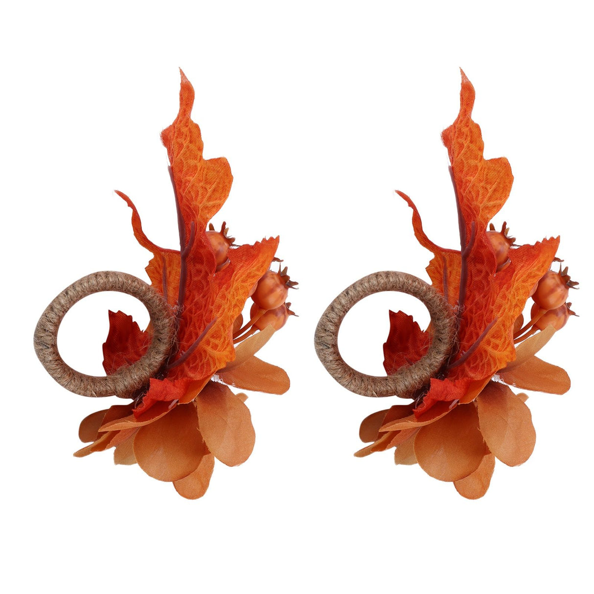 2Pcs Innovative Napkin Ring Decorative Simulation Flower Napkin Holder for Wedding BirthdayMaple Leaf