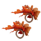 2Pcs Innovative Napkin Ring Decorative Simulation Flower Napkin Holder for Wedding BirthdayMaple Leaf