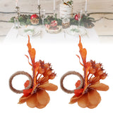 2Pcs Innovative Napkin Ring Decorative Simulation Flower Napkin Holder for Wedding BirthdayMaple Leaf