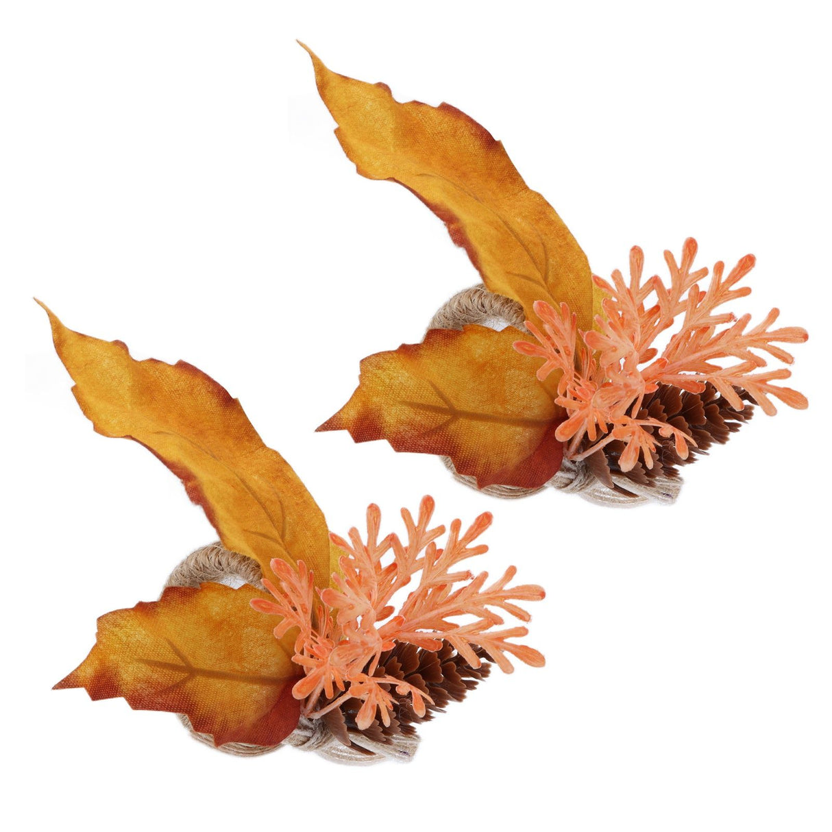 2Pcs Innovative Napkin Ring Decorative Simulation Flower Napkin Holder for Wedding BirthdayMaple Pine Cone