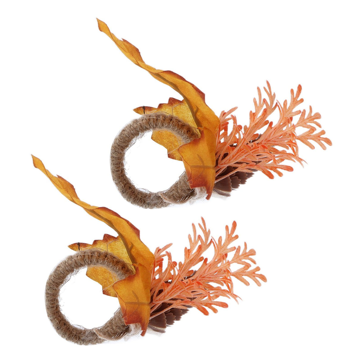 2Pcs Innovative Napkin Ring Decorative Simulation Flower Napkin Holder for Wedding BirthdayMaple Pine Cone
