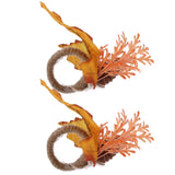2Pcs Innovative Napkin Ring Decorative Simulation Flower Napkin Holder for Wedding BirthdayMaple Pine Cone