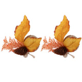 2Pcs Innovative Napkin Ring Decorative Simulation Flower Napkin Holder for Wedding BirthdayMaple Pine Cone