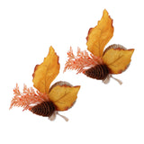 2Pcs Innovative Napkin Ring Decorative Simulation Flower Napkin Holder for Wedding BirthdayMaple Pine Cone - Low Angle
