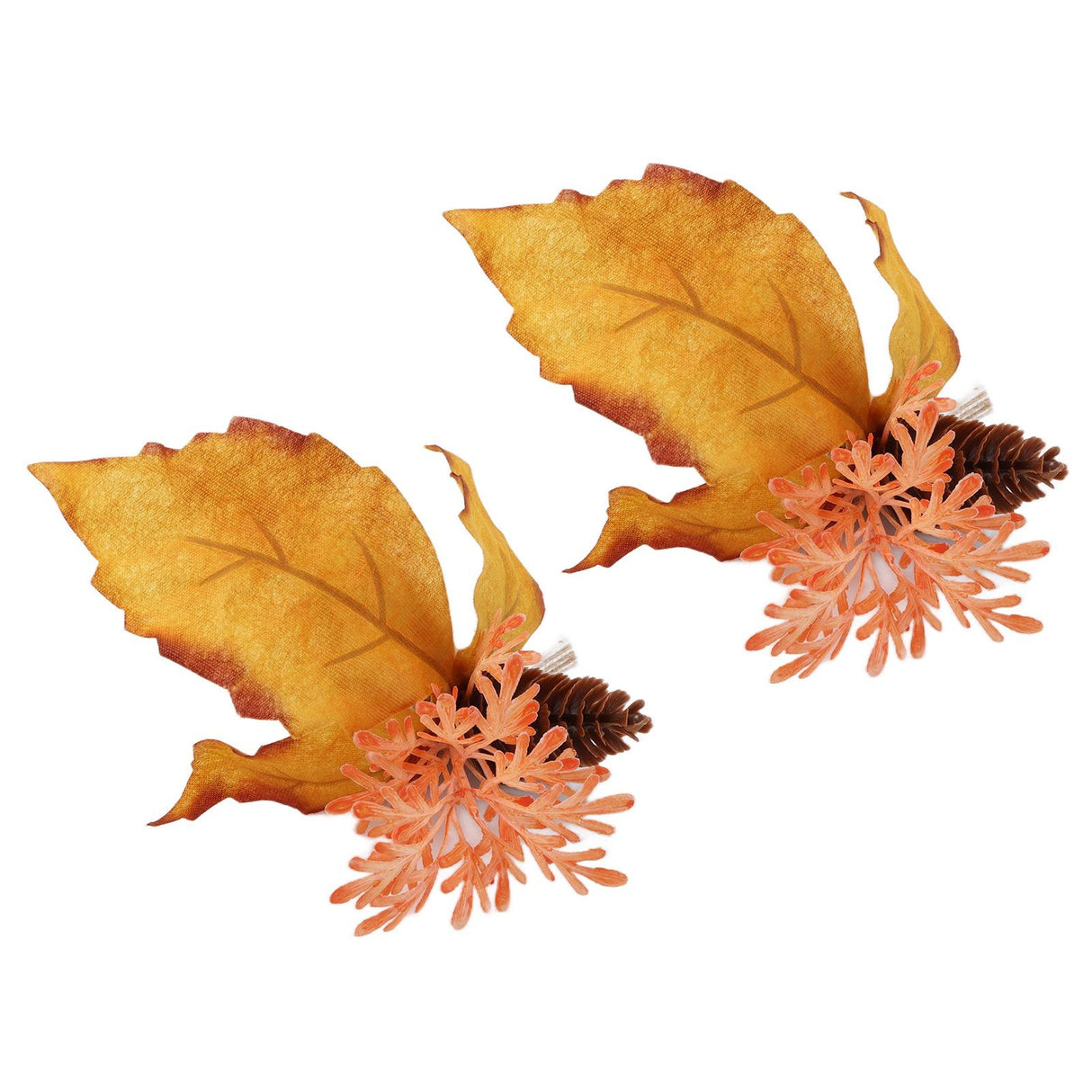 2Pcs Innovative Napkin Ring Decorative Simulation Flower Napkin Holder for Wedding BirthdayMaple Pine Cone