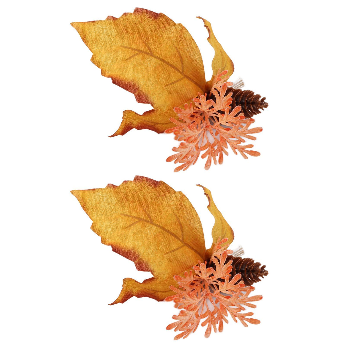 2Pcs Innovative Napkin Ring Decorative Simulation Flower Napkin Holder for Wedding BirthdayMaple Pine Cone