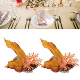 2Pcs Innovative Napkin Ring Decorative Simulation Flower Napkin Holder for Wedding BirthdayMaple Pine Cone - Extra Image