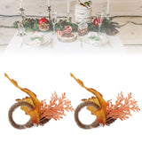 2Pcs Innovative Napkin Ring Decorative Simulation Flower Napkin Holder for Wedding BirthdayMaple Pine Cone