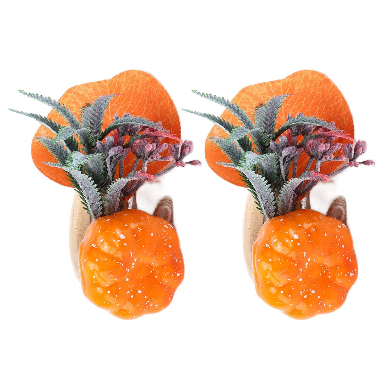 2Pcs Innovative Napkin Holder Simulation Napkin Ring for Halloween Thanksgiving Home DecorationPumpkin with Leaves