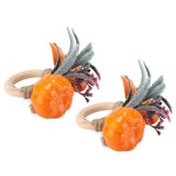 2Pcs Innovative Napkin Holder Simulation Napkin Ring for Halloween Thanksgiving Home DecorationPumpkin with Leaves - Side View