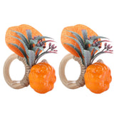 2Pcs Innovative Napkin Holder Simulation Napkin Ring for Halloween Thanksgiving Home DecorationPumpkin with Leaves - 45-Degree Angle