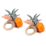 2Pcs Innovative Napkin Holder Simulation Napkin Ring for Halloween Thanksgiving Home DecorationPumpkin with Leaves