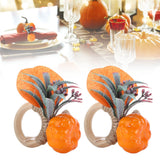 2Pcs Innovative Napkin Holder Simulation Napkin Ring for Halloween Thanksgiving Home DecorationPumpkin with Leaves