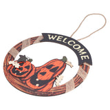 Halloween Welcome Sign Wooden Pumpkin Pattern Door Hanging Sign Decoration for Halloween Party Festival