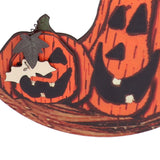 Halloween Welcome Sign Wooden Pumpkin Pattern Door Hanging Sign Decoration for Halloween Party Festival
