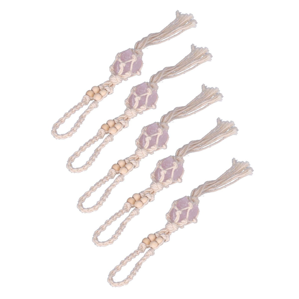 5pcs Necklace Cord Empty Stone Holder Rope Replacement Adjustable Quartz Crystal Pendant Cord for DIY Jewelry MakingLight Pink