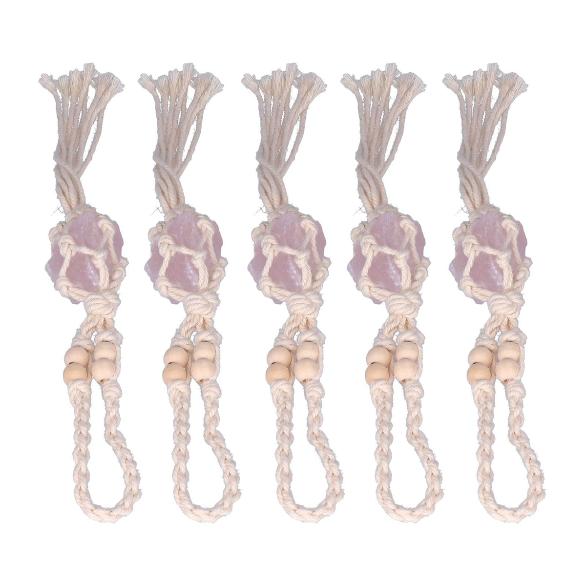 5pcs Necklace Cord Empty Stone Holder Rope Replacement Adjustable Quartz Crystal Pendant Cord for DIY Jewelry MakingLight Pink