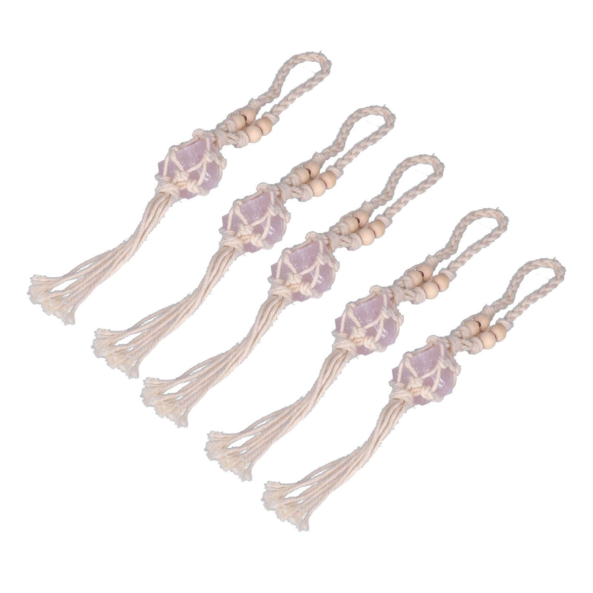 5pcs Necklace Cord Empty Stone Holder Rope Replacement Adjustable Quartz Crystal Pendant Cord for DIY Jewelry MakingLight Pink