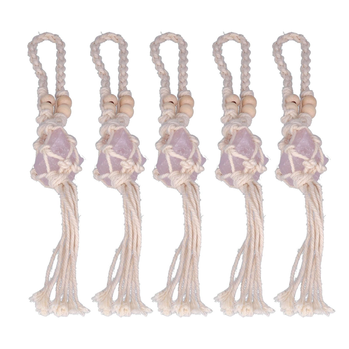 5pcs Necklace Cord Empty Stone Holder Rope Replacement Adjustable Quartz Crystal Pendant Cord for DIY Jewelry MakingLight Pink