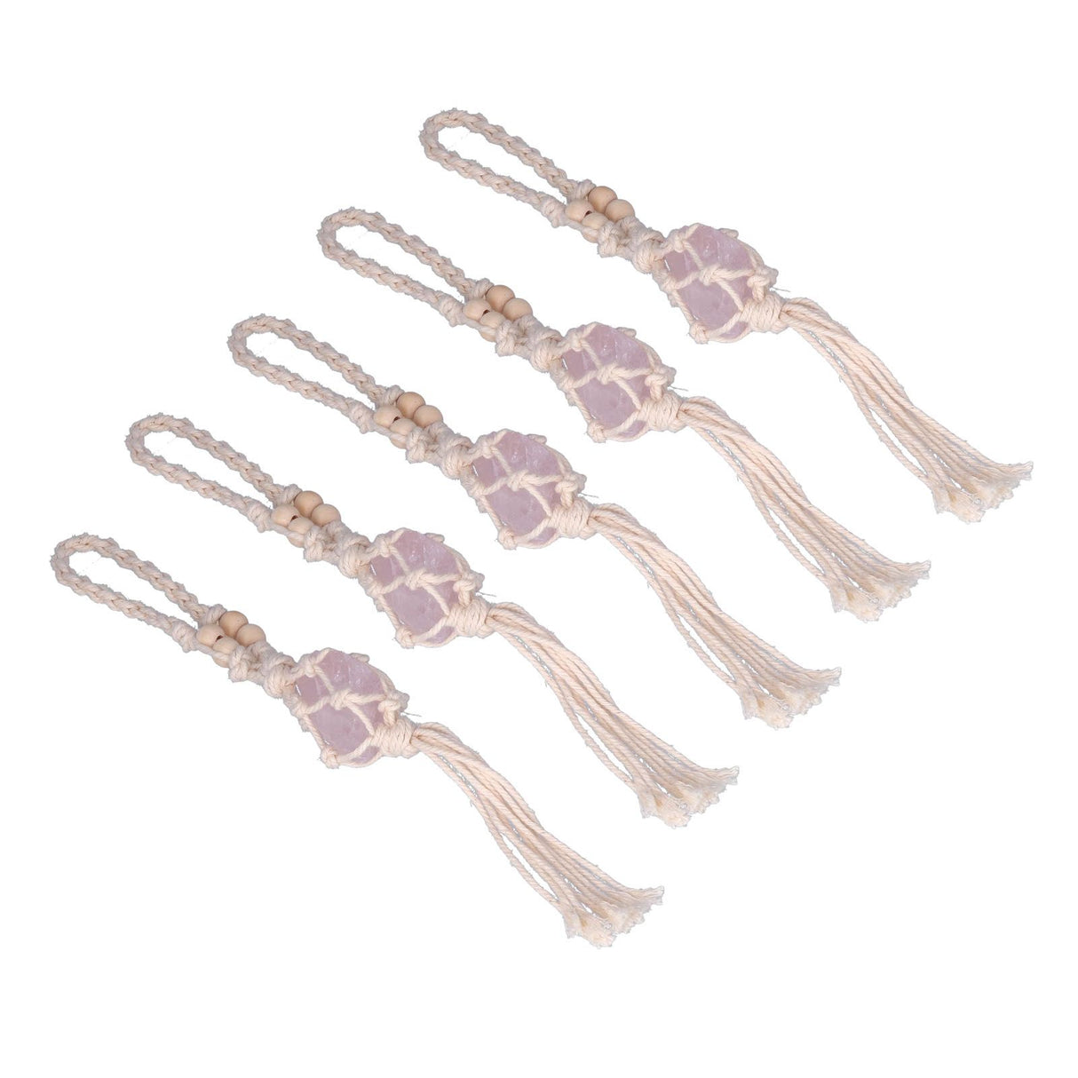 5pcs Necklace Cord Empty Stone Holder Rope Replacement Adjustable Quartz Crystal Pendant Cord for DIY Jewelry MakingLight Pink