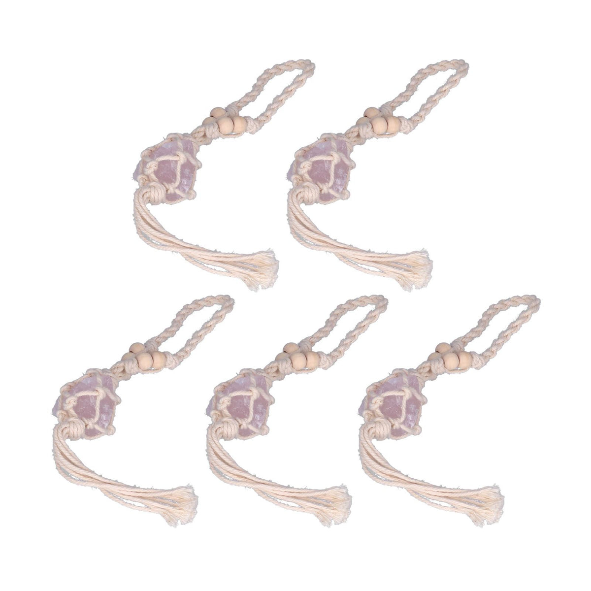 5pcs Necklace Cord Empty Stone Holder Rope Replacement Adjustable Quartz Crystal Pendant Cord for DIY Jewelry MakingLight Pink