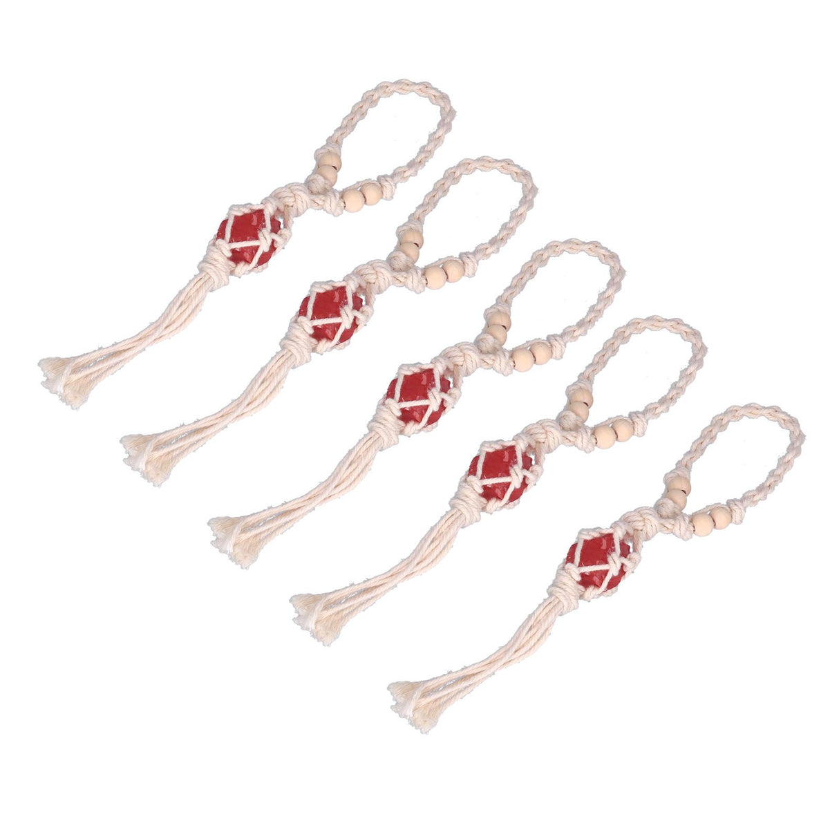 5pcs Necklace Cord Empty Stone Holder Rope Replacement Adjustable Quartz Crystal Pendant Cord for DIY Jewelry MakingRed