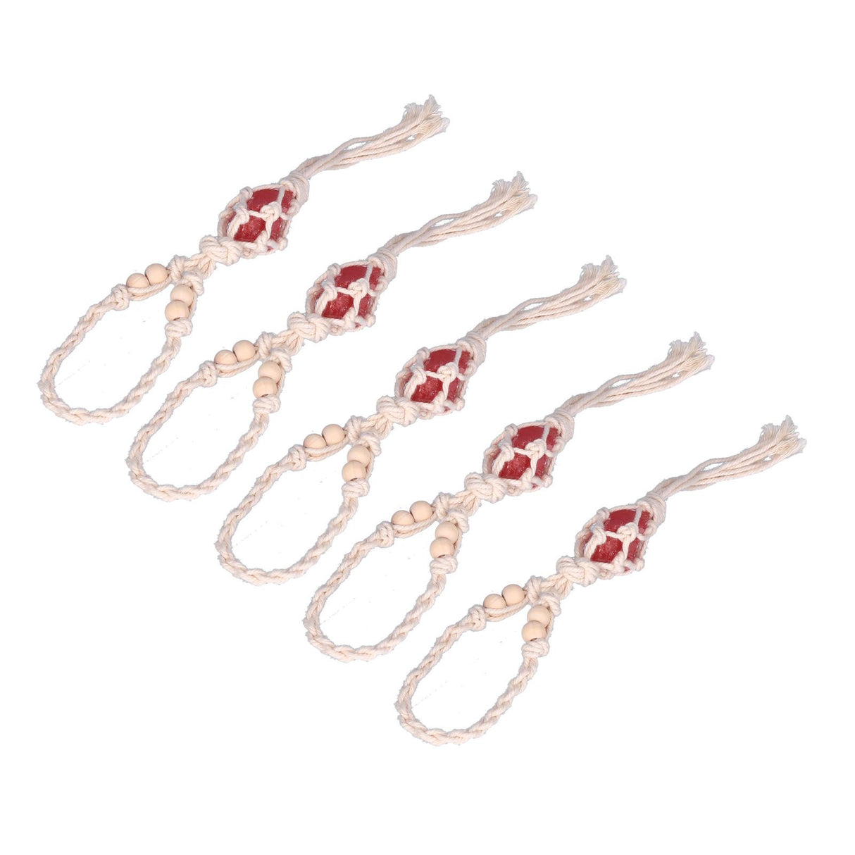 5pcs Necklace Cord Empty Stone Holder Rope Replacement Adjustable Quartz Crystal Pendant Cord for DIY Jewelry MakingRed