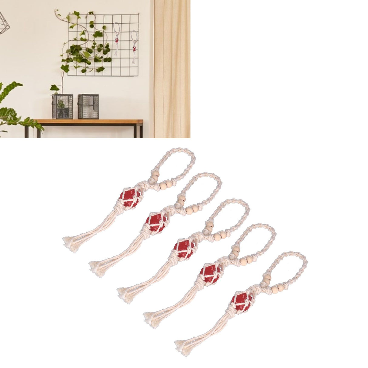 5pcs Necklace Cord Empty Stone Holder Rope Replacement Adjustable Quartz Crystal Pendant Cord for DIY Jewelry MakingRed