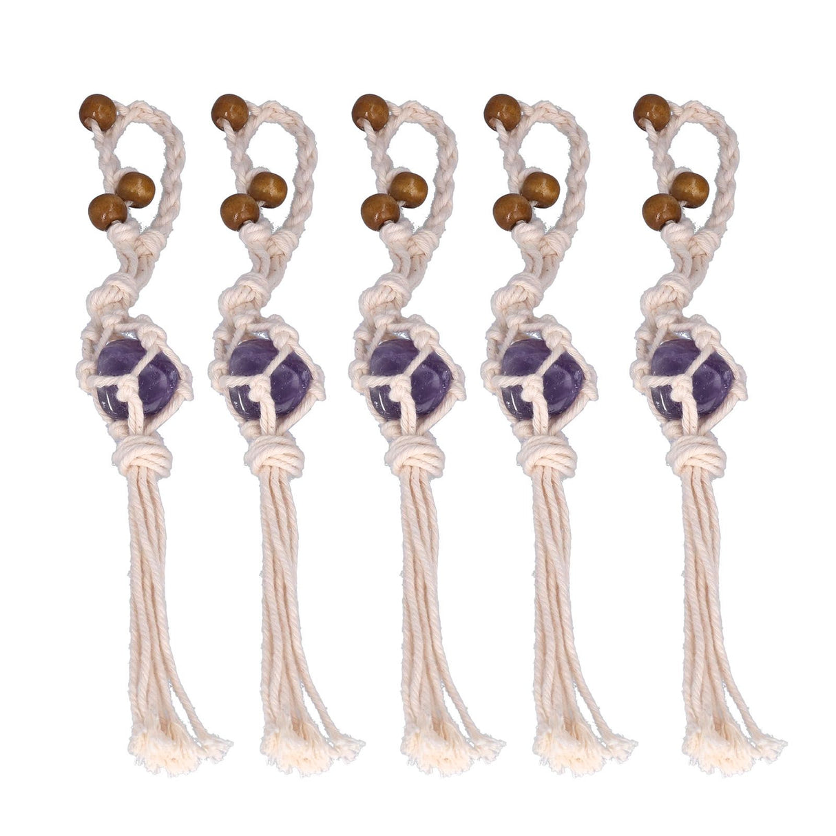 5pcs Necklace Cord Empty Stone Holder Rope Replacement Adjustable Quartz Crystal Pendant Cord for DIY Jewelry MakingPurple