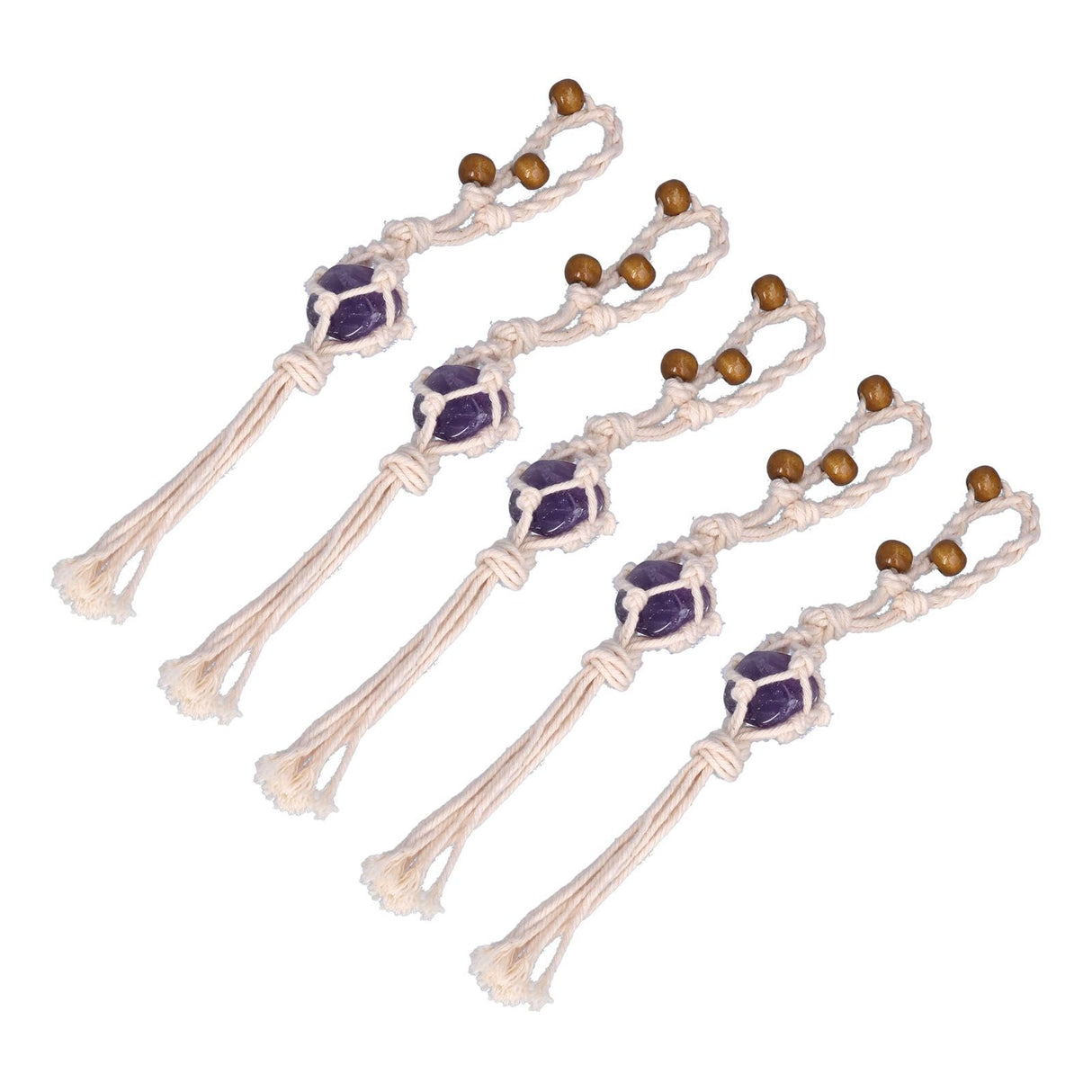 5pcs Necklace Cord Empty Stone Holder Rope Replacement Adjustable Quartz Crystal Pendant Cord for DIY Jewelry MakingPurple