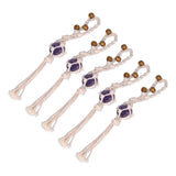 5pcs Necklace Cord Empty Stone Holder Rope Replacement Adjustable Quartz Crystal Pendant Cord for DIY Jewelry MakingPurple