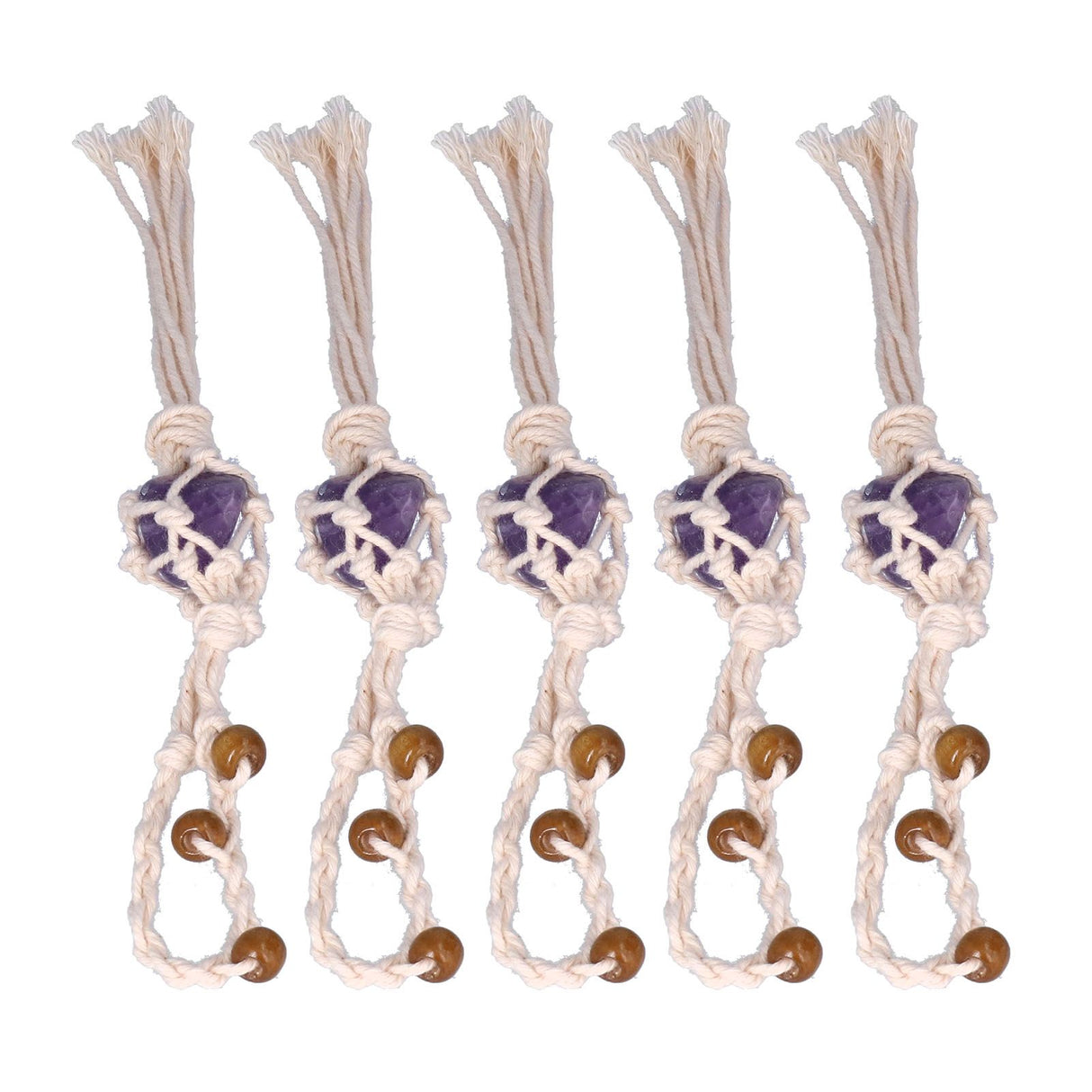 5pcs Necklace Cord Empty Stone Holder Rope Replacement Adjustable Quartz Crystal Pendant Cord for DIY Jewelry MakingPurple