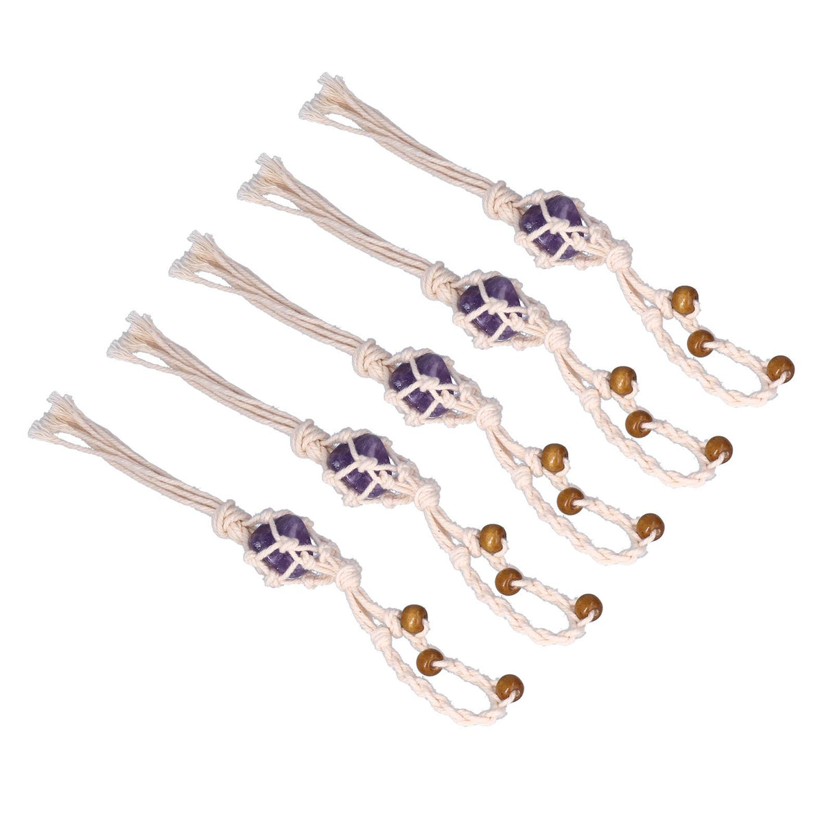 5pcs Necklace Cord Empty Stone Holder Rope Replacement Adjustable Quartz Crystal Pendant Cord for DIY Jewelry MakingPurple