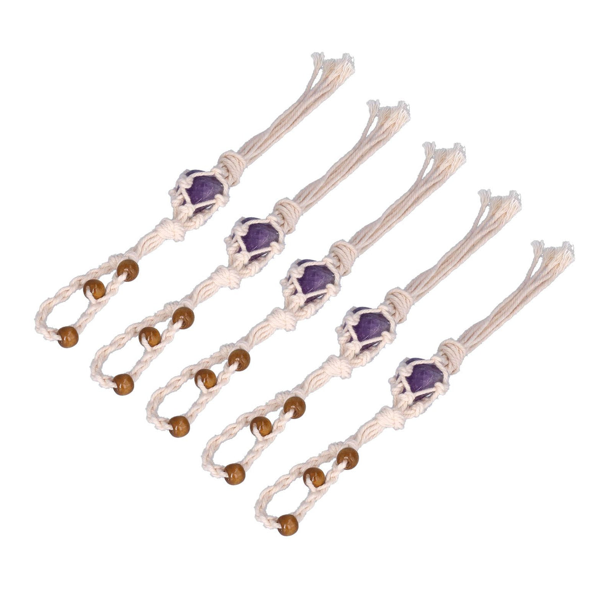 5pcs Necklace Cord Empty Stone Holder Rope Replacement Adjustable Quartz Crystal Pendant Cord for DIY Jewelry MakingPurple